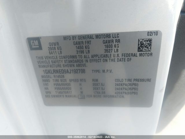 1GKLRNED9AJ192708 GMC Acadia Slt2