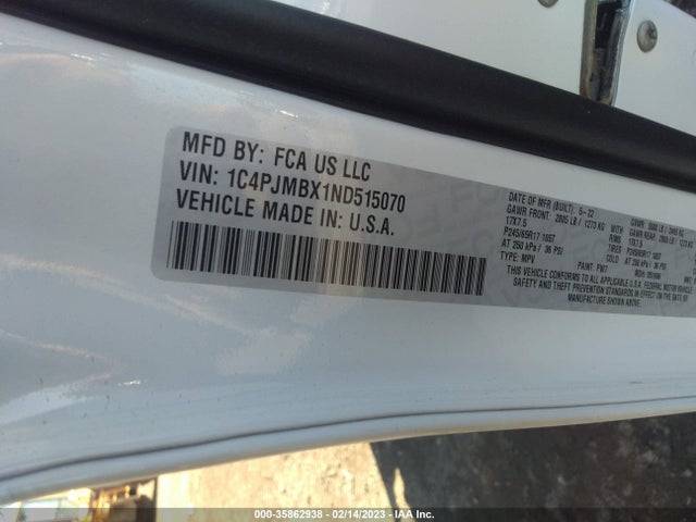 2022 Jeep Cherokee, VIN: 1C4PJMBX1ND515070