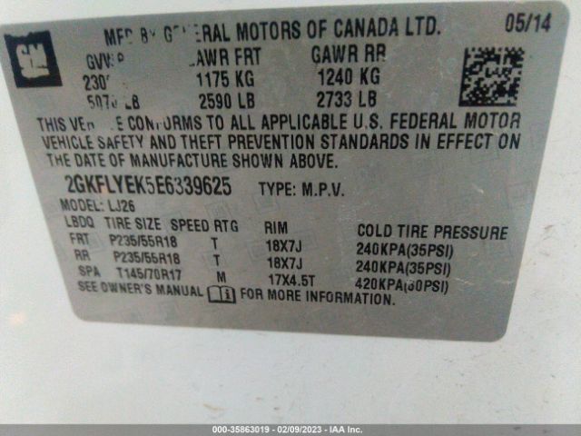 2GKFLYEK5E6339625 GMC Terrain Slt
