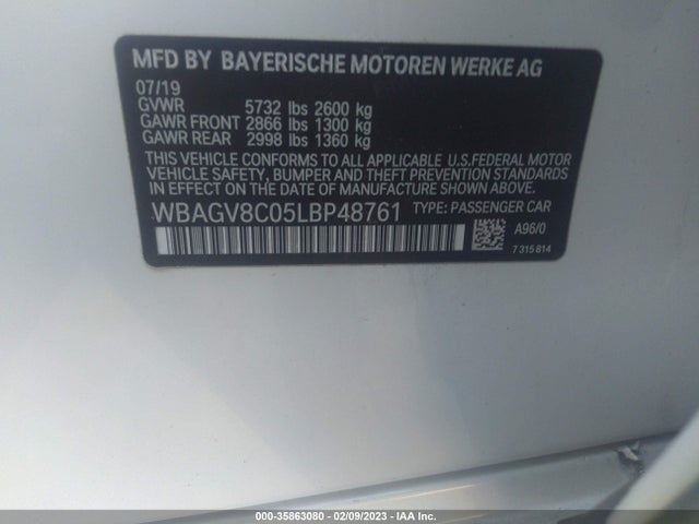 BMW 8 Series M850i 2020 WBAGV8C05LBP48761 Image 9