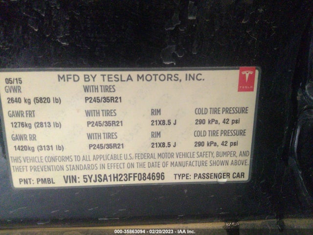5YJSA1H23FF084696 Tesla Model S 85d/p85d/70d/90d/p90d
