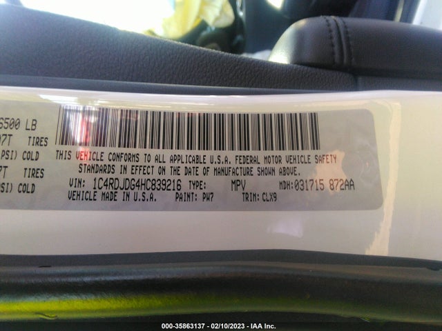 Dodge DURANGO GT 2017 1C4RDJDG4HC839216 Image 9