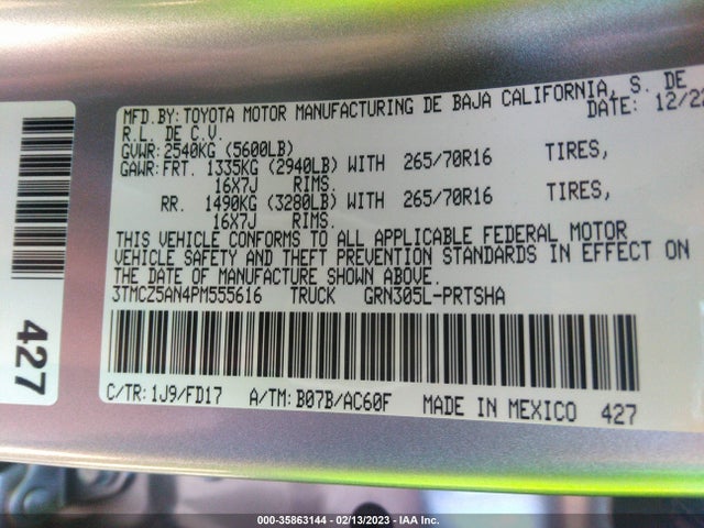 2023 Toyota Tacoma, VIN: 3TMCZ5AN4PM555616