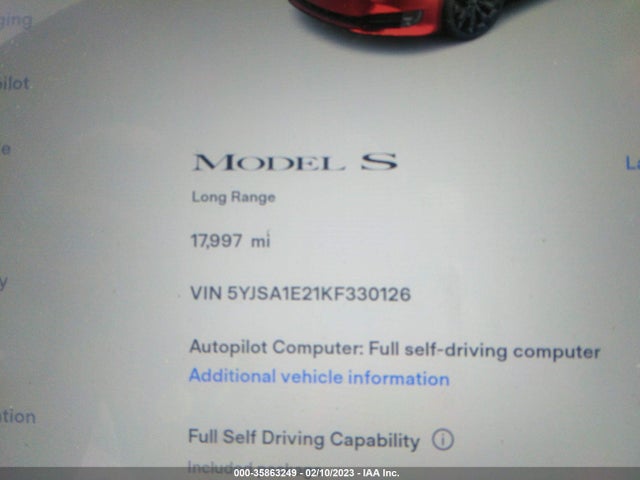 Tesla MODEL S 2019 5YJSA1E21KF330126 Image 7