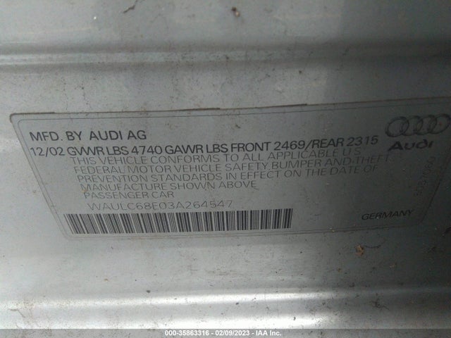 WAULC68E03A264547 Audi A4 1.8T