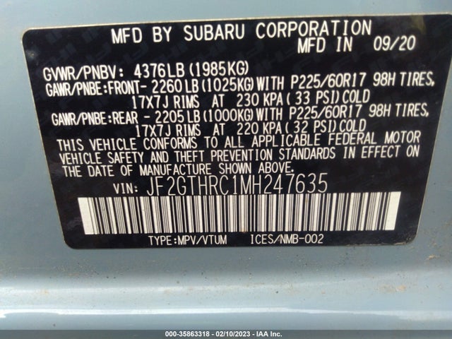 2021 Subaru Crosstrek, VIN: JF2GTHRC1MH247635
