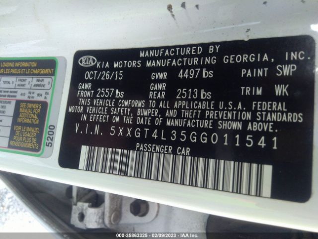5XXGT4L35GG011541 KIA Optima Lx