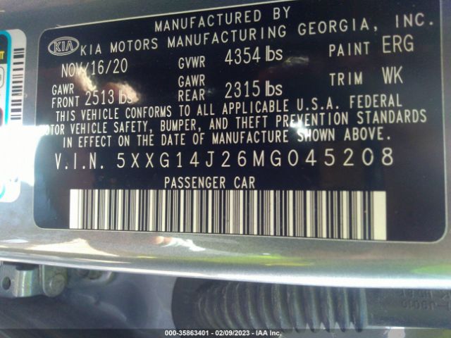 5XXG14J26MG045208 KIA K5 LXS