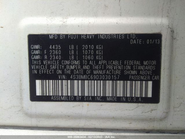 4S3BMBC69D3030157 Subaru Legacy 2.5i Premium