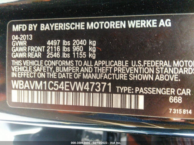 2014 BMW X1 SDRIVE28I VIN: WBAVM1C54EVW47371