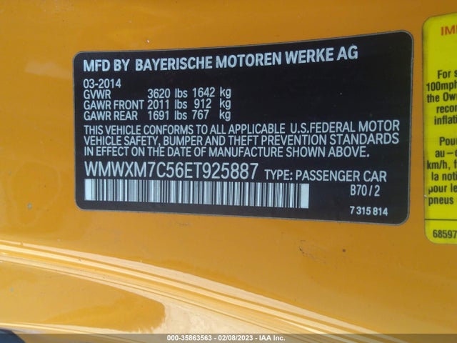 WMWXM7C56ET925887 Mini Cooper Hardtop S