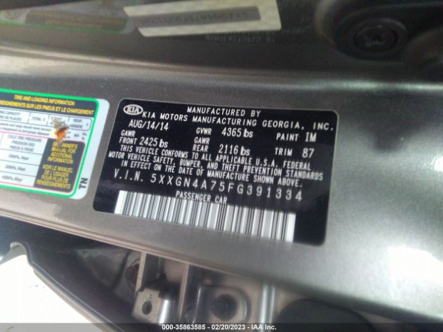 5XXGN4A75FG391334 KIA OPTIMA EX