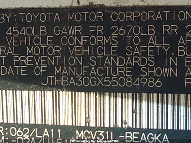 JTHBA30GX55084986 Lexus ES 330