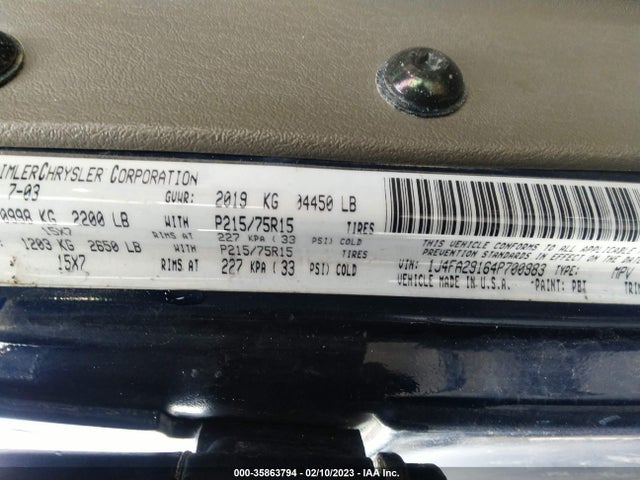 Jeep Wrangler 2004 1J4FA29164P700983 Image 9