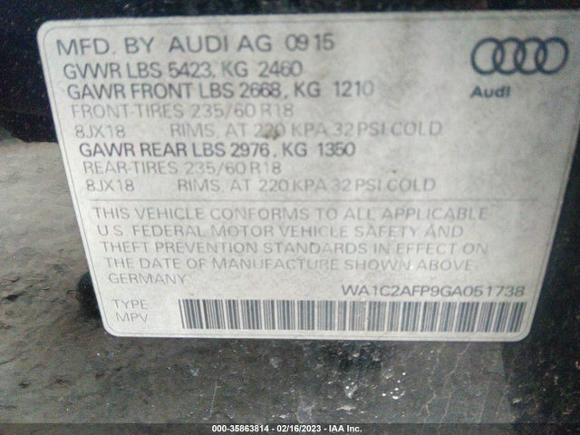 WA1C2AFP9GA051738 Audi Q5 PREMIUM