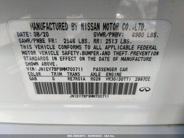 2021 Infiniti Q50, VIN: JN1EV7BP9MM700711