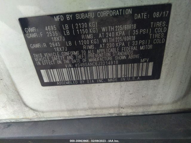 4S4BSANC6J3214918 Subaru Outback Limited