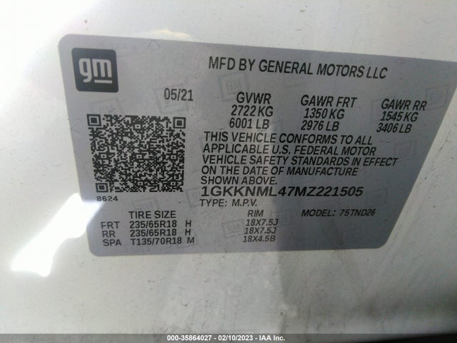 GMC ACADIA SLT 2021 1GKKNML47MZ221505 Image 9