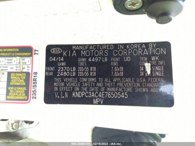 KNDPC3AC4E7650545 KIA Sportage Ex