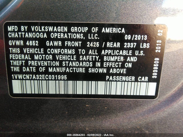 1VWCN7A32EC031995 Volkswagen Passat Tdi Sel Premium