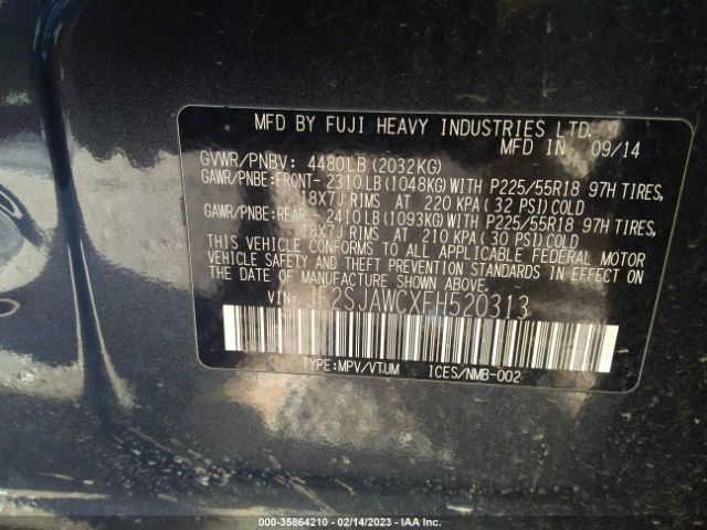 JF2SJAWCXFH520313 Subaru Forester 2.5i Touring