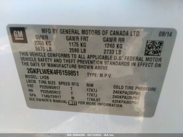 2GKFLWEK4F6159851 GMC Terrain Sle