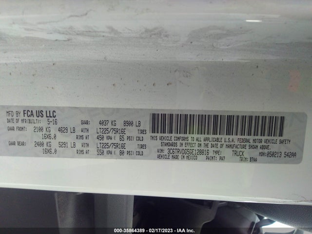 RAM Promaster Cargo Van 2016 3C6TRVDG5GE128816 Image 11