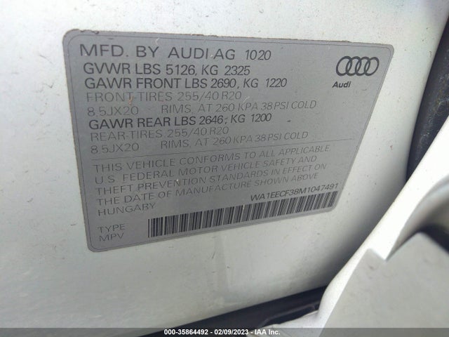 WA1EECF38M1047491 Audi Q3 S Line Premium Plus
