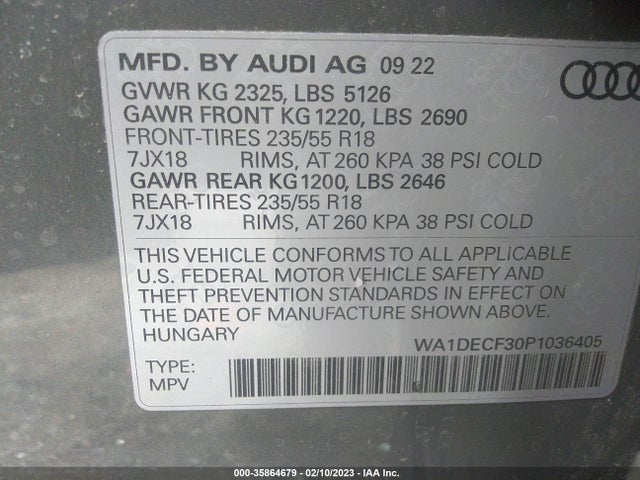2023 Audi Q3, VIN: WA1DECF30P1036405