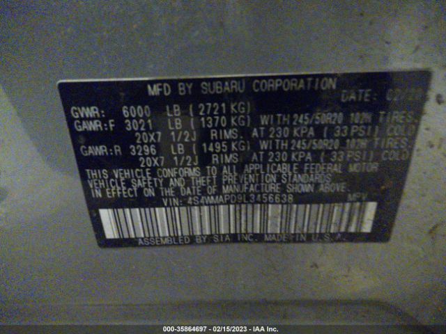 4S4WMAPD9L3456638 Subaru Ascent Limited