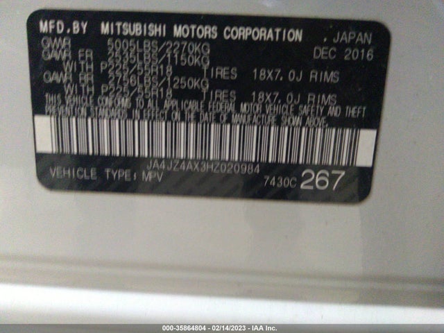 JA4JZ4AX3HZ020984 Mitsubishi OUTLANDER GT
