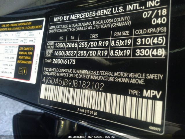 4JGDA5JB9JB182102 Mercedes-Benz Gle Gle 350