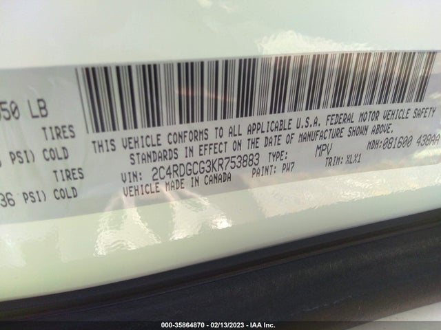 Dodge Grand Caravan Sxt 2019 2C4RDGCG3KR753883 Image 9