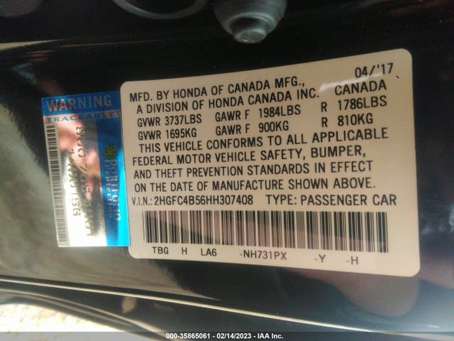 Honda Civic Coupe Lx 2017 2HGFC4B56HH307408 Image 9