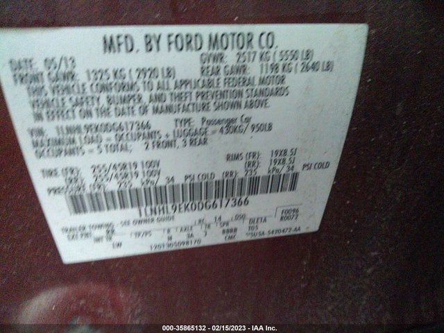 Lincoln MKS 2013 1LNHL9EK0DG617366 Image 9