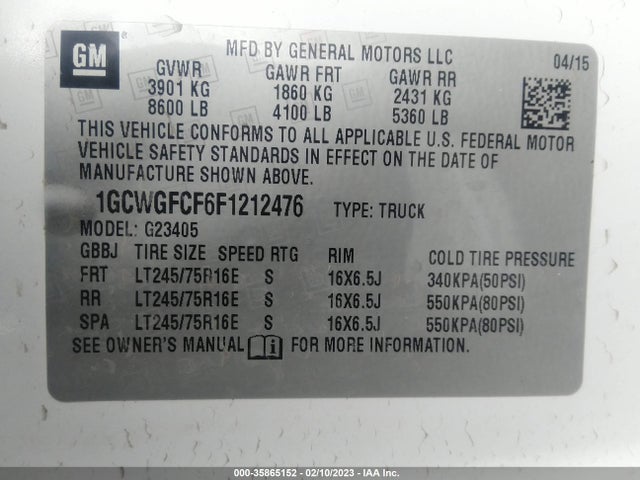 Chevrolet EXPRESS CARGO VAN 2015 1GCWGFCF6F1212476 Image 10