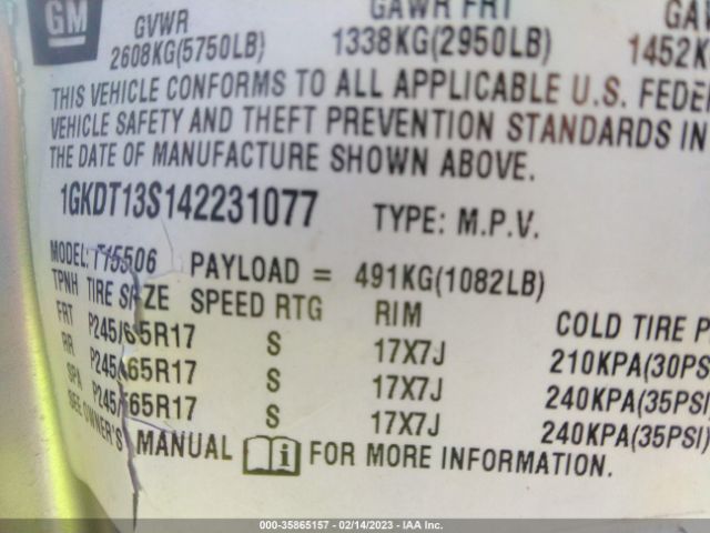 1GKDT13S142231077 GMC Envoy Sle