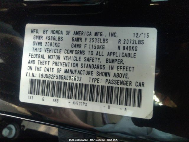 19UUB2F58GA003602 Acura Tlx V6 Tech