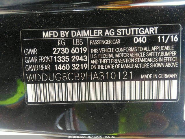 2017 Mercedes-Benz S-Class, VIN: WDDUG8CB9HA310121
