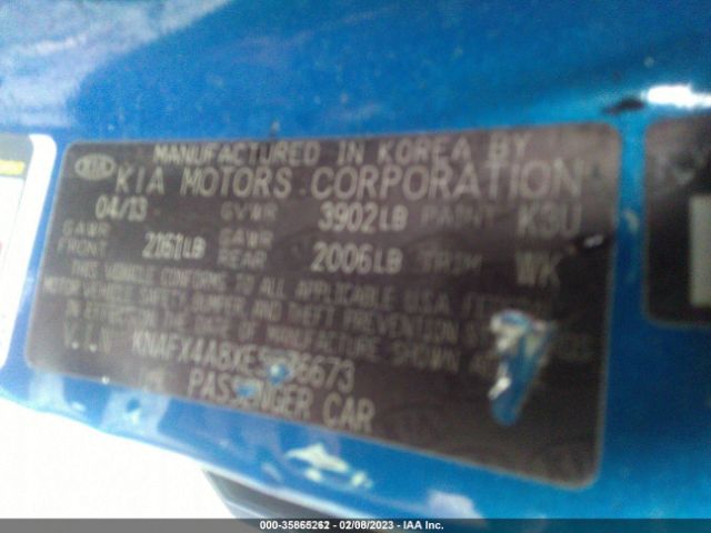 KNAFX4A8XE5076673 KIA FORTE EX
