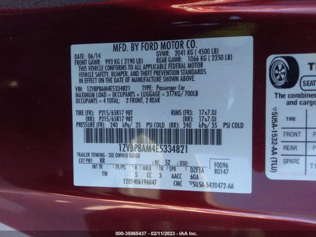 1ZVBP8AM4E5334821 Ford Mustang V6