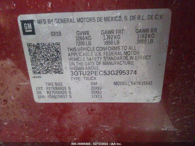 3GTU2PEC5JG295374 GMC Sierra 1500 Denali