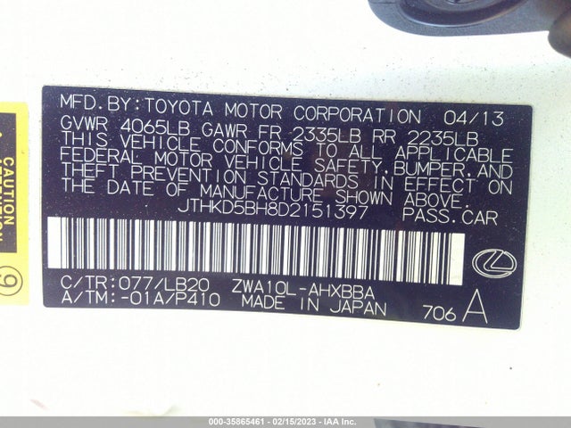 Lexus Ct 200h Hybrid 2013 JTHKD5BH8D2151397 Image 11