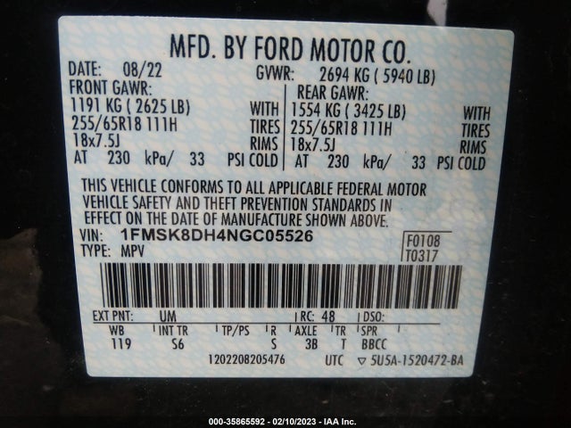 2022 Ford Explorer, VIN: 1FMSK8DH4NGC05526
