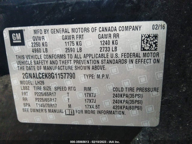 Chevrolet EQUINOX LT 2016 2GNALCEK8G1157790 Image 10