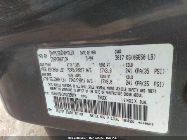 Dodge Ram 1500 St 2004 1D7HA18N34S735819 Image 10