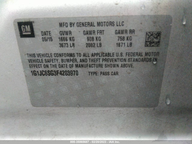 Chevrolet Sonic 2015 1G1JC6SG3F4203970 Image 11