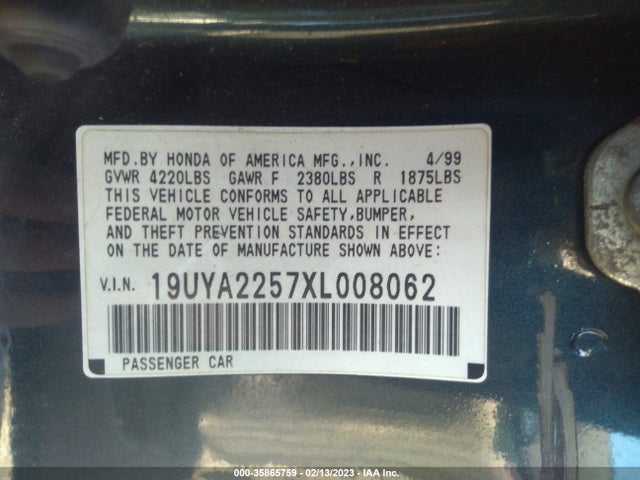 Acura CL 1999 19UYA2257XL008062 Image 10