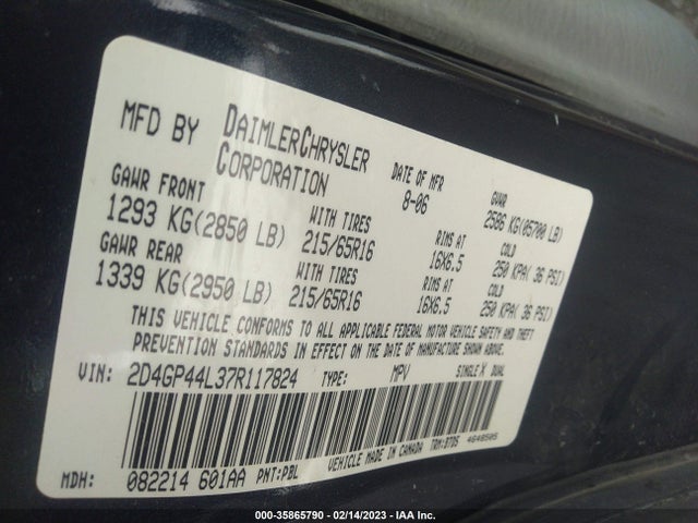 Dodge Grand Caravan Sxt 2007 2D4GP44L37R117824 Image 10