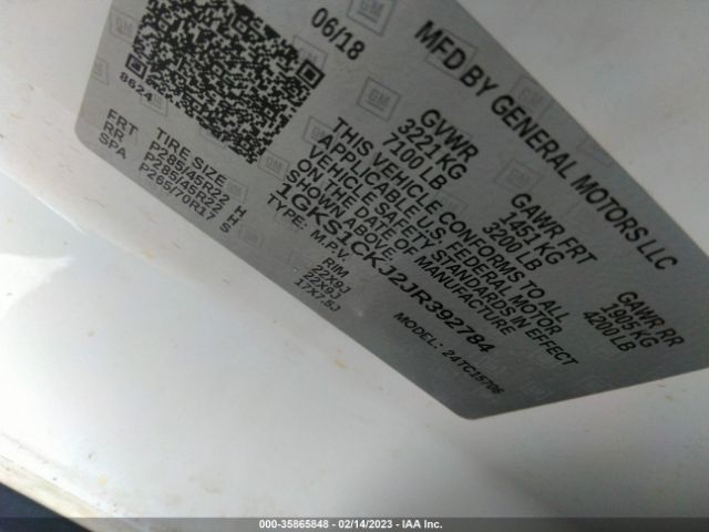 1GKS1CKJ2JR392784 GMC YUKON DENALI